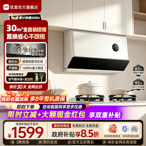 优盟变频侧吸油烟机白色