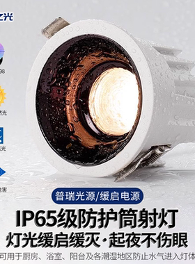 ip65卫生间浴室厕所防水防雾防潮嵌入式筒灯射灯75mm深杯防眩窄边