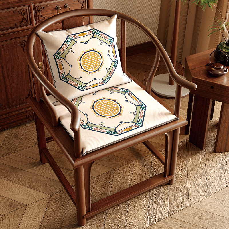中式沙发椅子坐垫红木实木绣花绸缎餐椅茶椅圈椅太师椅官帽椅座垫
