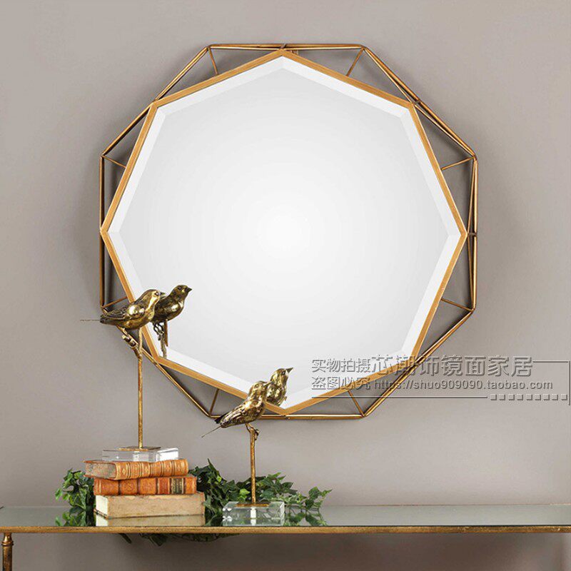 美式立体铁艺装饰挂镜壁饰壁炉镜镜子定制玄关镜餐边镜梳妆镜镜子