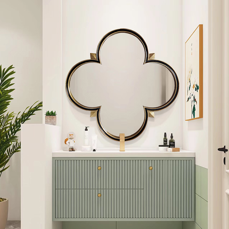 欧式轻奢四叶草梳妆台化妆镜子