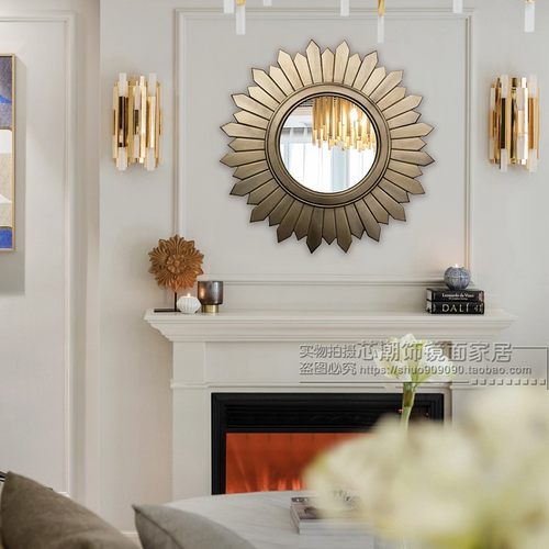 古典风做旧定制大厅背景装饰镜