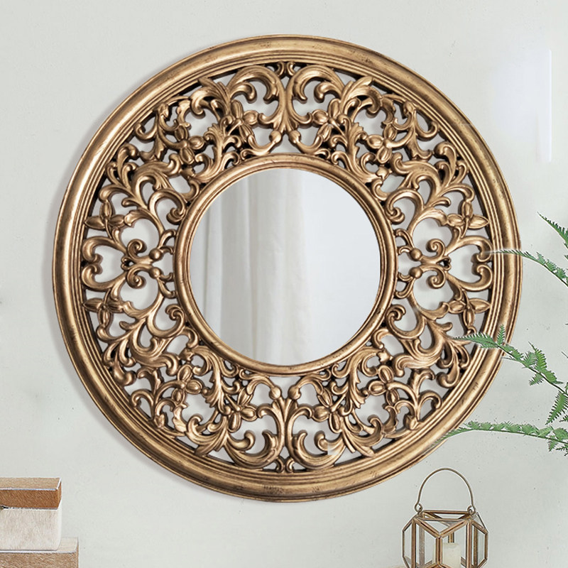 复古壁挂镜子客厅镜面做旧壁挂镜欧式壁挂玄关创意镜壁炉镜子定制