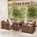 新中式 茶楼卡座桌实木沙发组合禅意餐厅酒店包厢接待洽谈家具高端