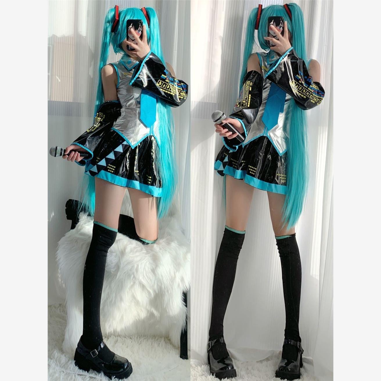 初音未来cos服白银漆皮假