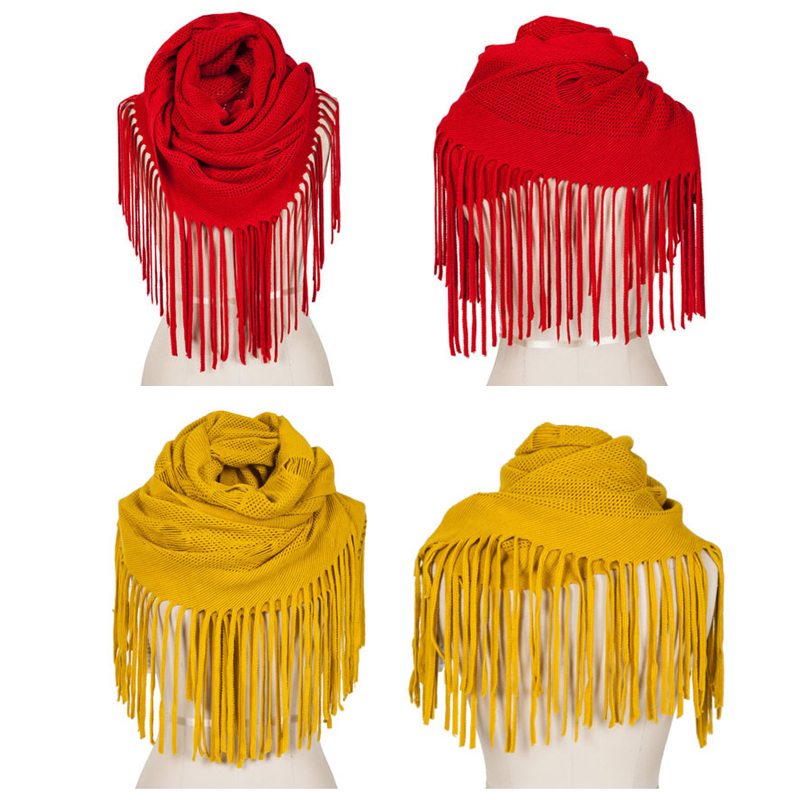 女装毛线围巾流苏针织长款冬季