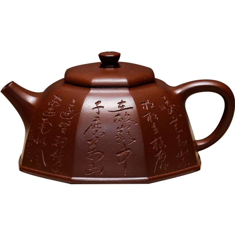 张义制陶八方器底槽清手工刻绘