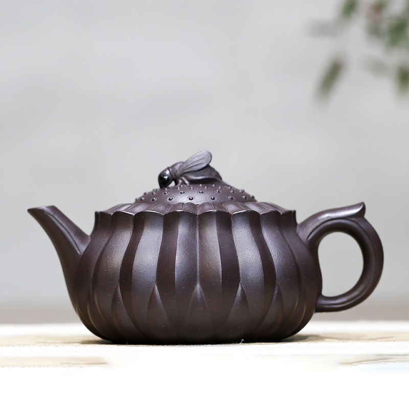 蜂菊原矿珍藏老紫泥正高工申屠国洪纯全手工高档宜兴紫砂壶收藏