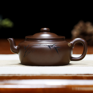 圆顺壶原矿珍藏老紫泥研高吴扣华纯全手工家用茶具茶壶收藏送礼
