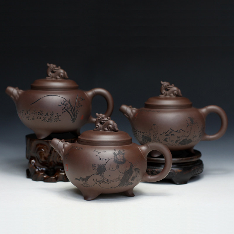 龙缘 高工张雪军手制原矿珍藏紫泥 宜兴全手工收藏紫砂茶壶450cc