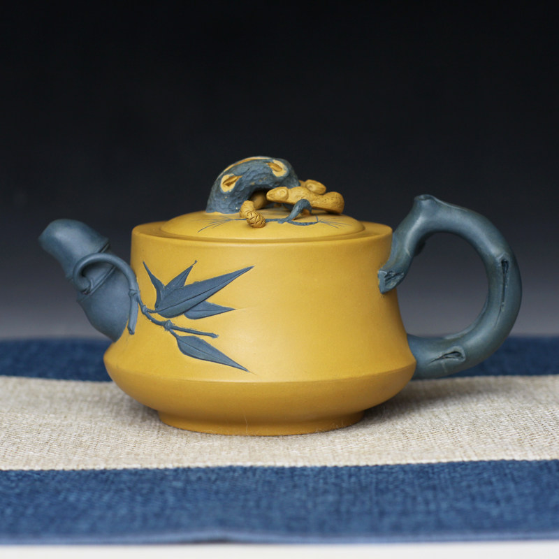 民间艺人陈红娟岁寒三友原矿老段泥 全手工收藏紫砂壶新款360cc