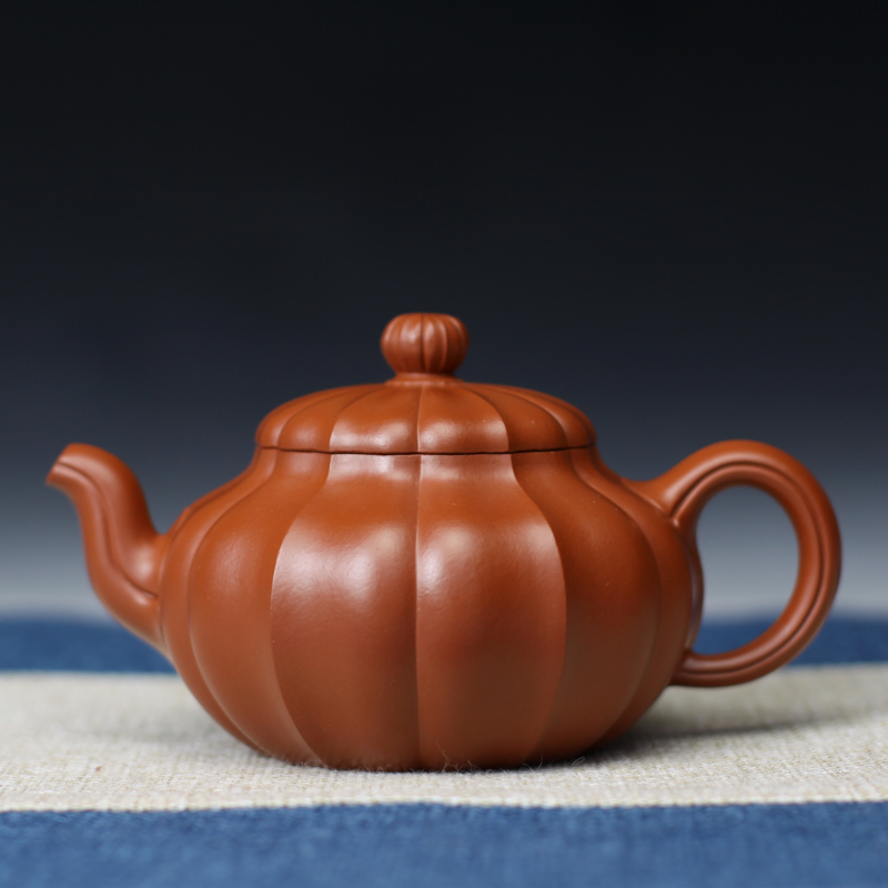 国工范育君全手工筋纹得韵原矿朱泥大红袍正宗收藏紫砂茶壶280cc