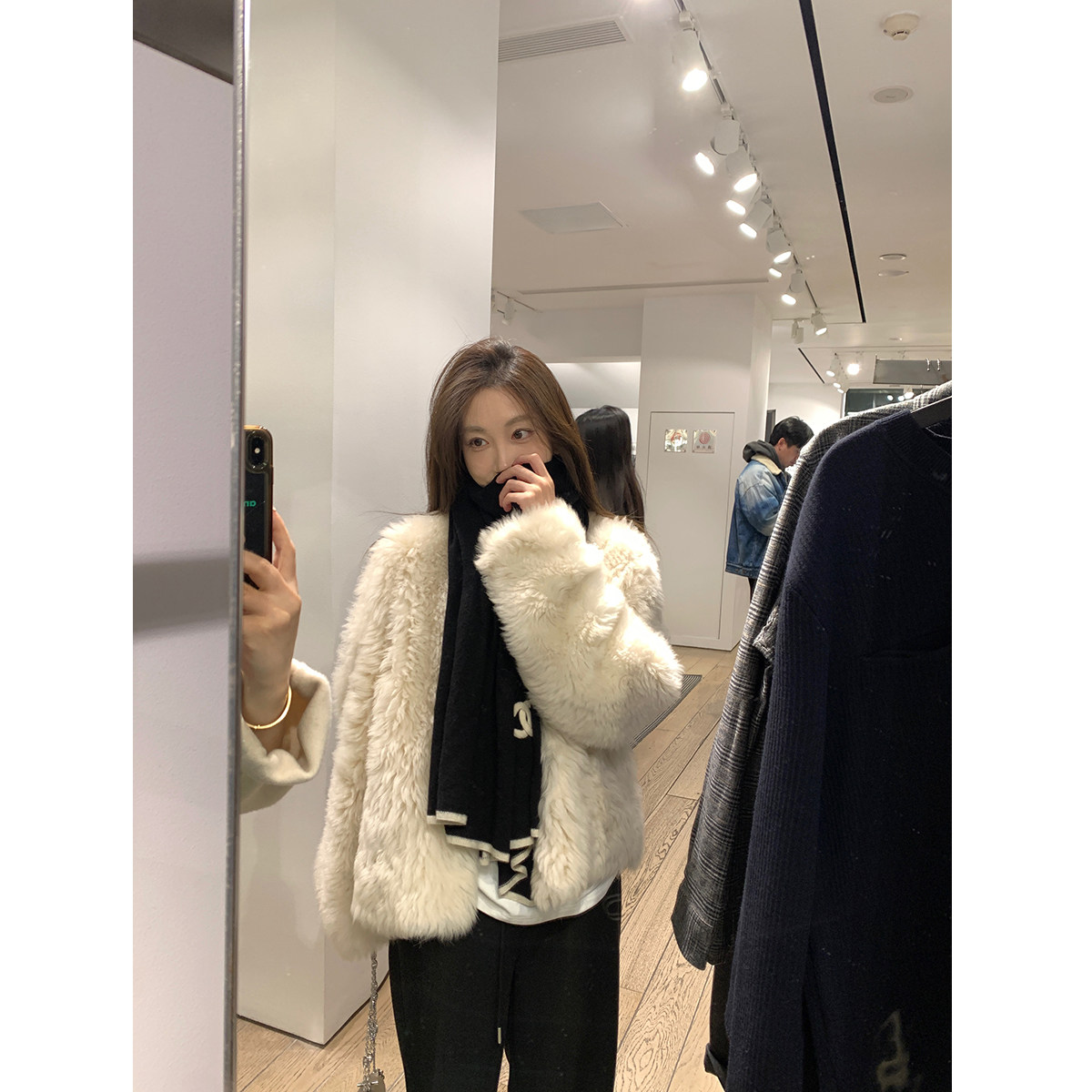 【DODOYZ 12.16新品】进口托斯卡纳半卷V领皮毛一体皮草外套