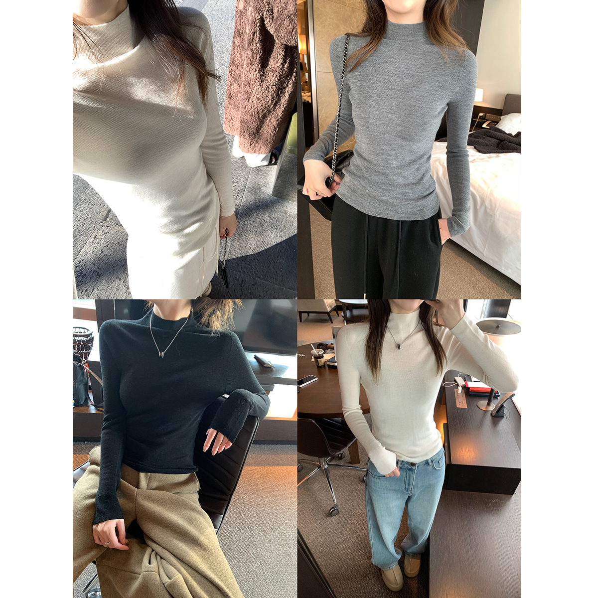 套头半高领套头打底衫