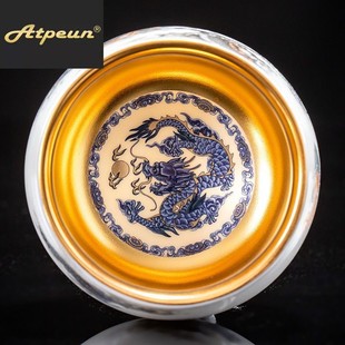 ATPEUN手绘墨龙主人杯大师纯手工鎏金杯家用礼品茶杯高档单杯送礼