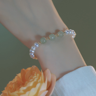 和田玉珍珠手链女轻奢小众设计感精致法式高级珠子手串送女友礼物