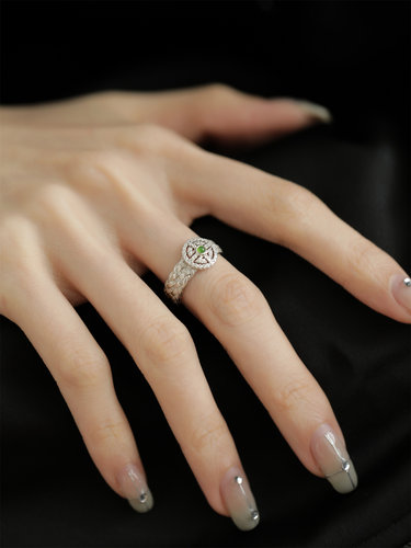 S925银和田玉编织戒指女小众设计