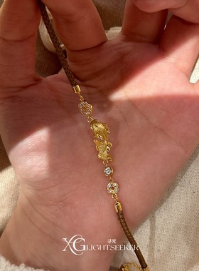 新中式拉丝金鱼锦鲤钱币编织手绳
