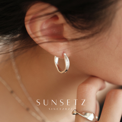 波浪耳环轻奢小众设计感耳饰简约