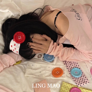 彩色波点大纽扣发带日韩夏季薄款波点头带发饰古早风头饰发箍头箍