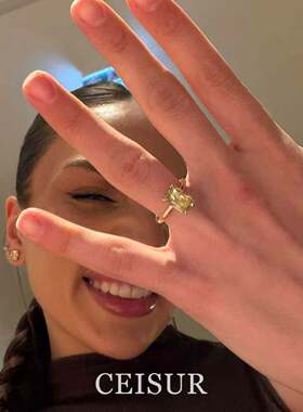 爆闪黄钻方糖戒指轻奢高级感气质