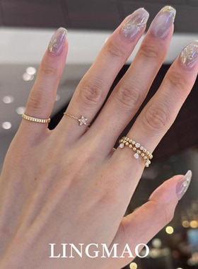 S925银日式复古简约百搭金珠戒指