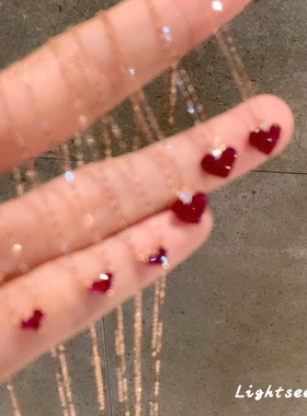 甜美风玫红色爱心仿锆石项链港风