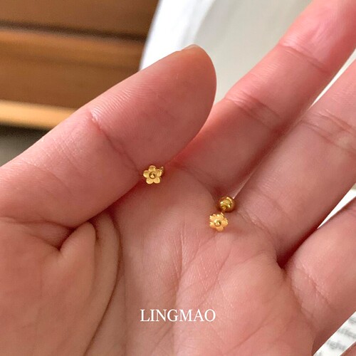 韩系mini金色花朵耳钉轻奢高级感