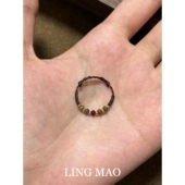 新中式 彩色碎石串珠编绳戒指精致时高级感百搭可调节食指戒