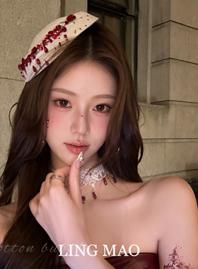 万圣节红钻血滴小礼帽发夹哥特风