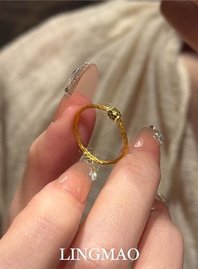 S925纯银金色爆闪碎冰冰素圈戒指