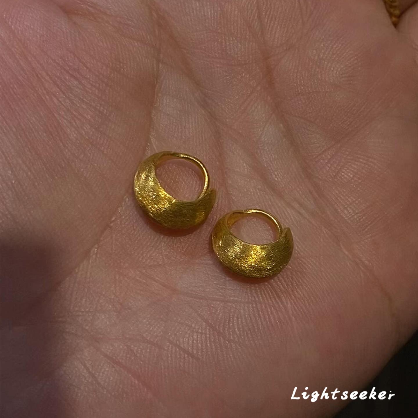 中古金色拉丝几何素圈耳扣女简约