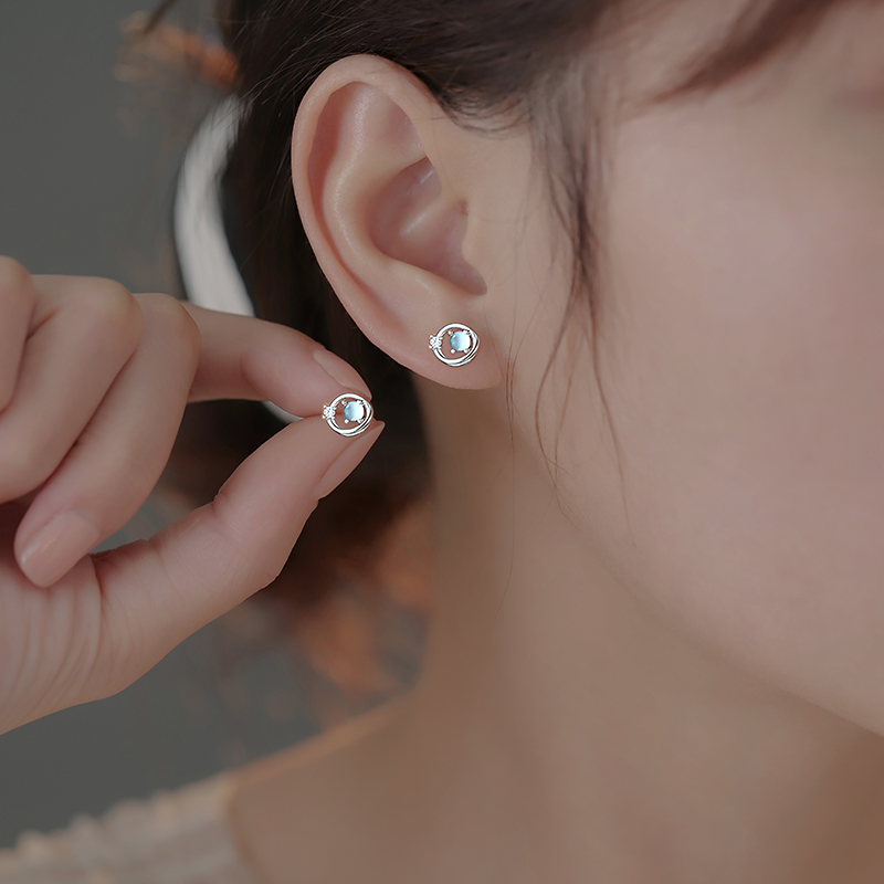 925纯银宇宙土星耳钉女小众设计感耳环2022年新款潮耳饰女高级感