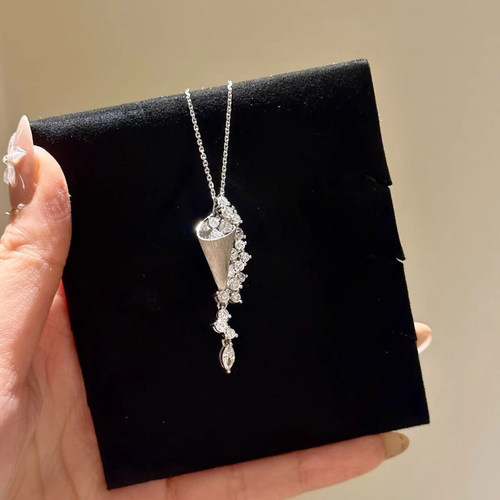 s925纯银璀璨星河拉丝银锆石项链