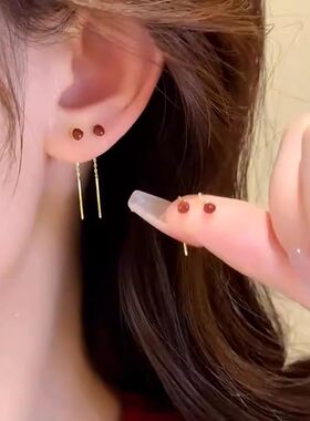 安可拉红mini相思豆流苏耳线独特