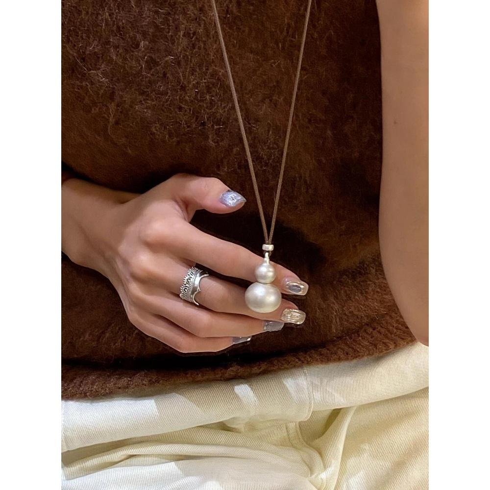 新中式银色葫芦吊坠项链气质优雅