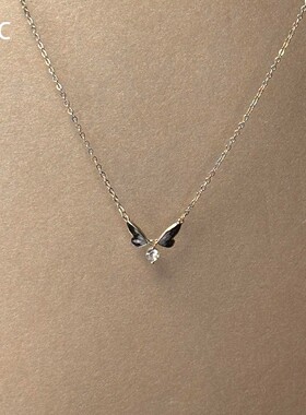 渐变蓝紫色蝴蝶闪钻项链韩系简约