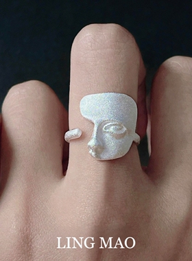 银色破碎假面戒指轻奢小众高级感