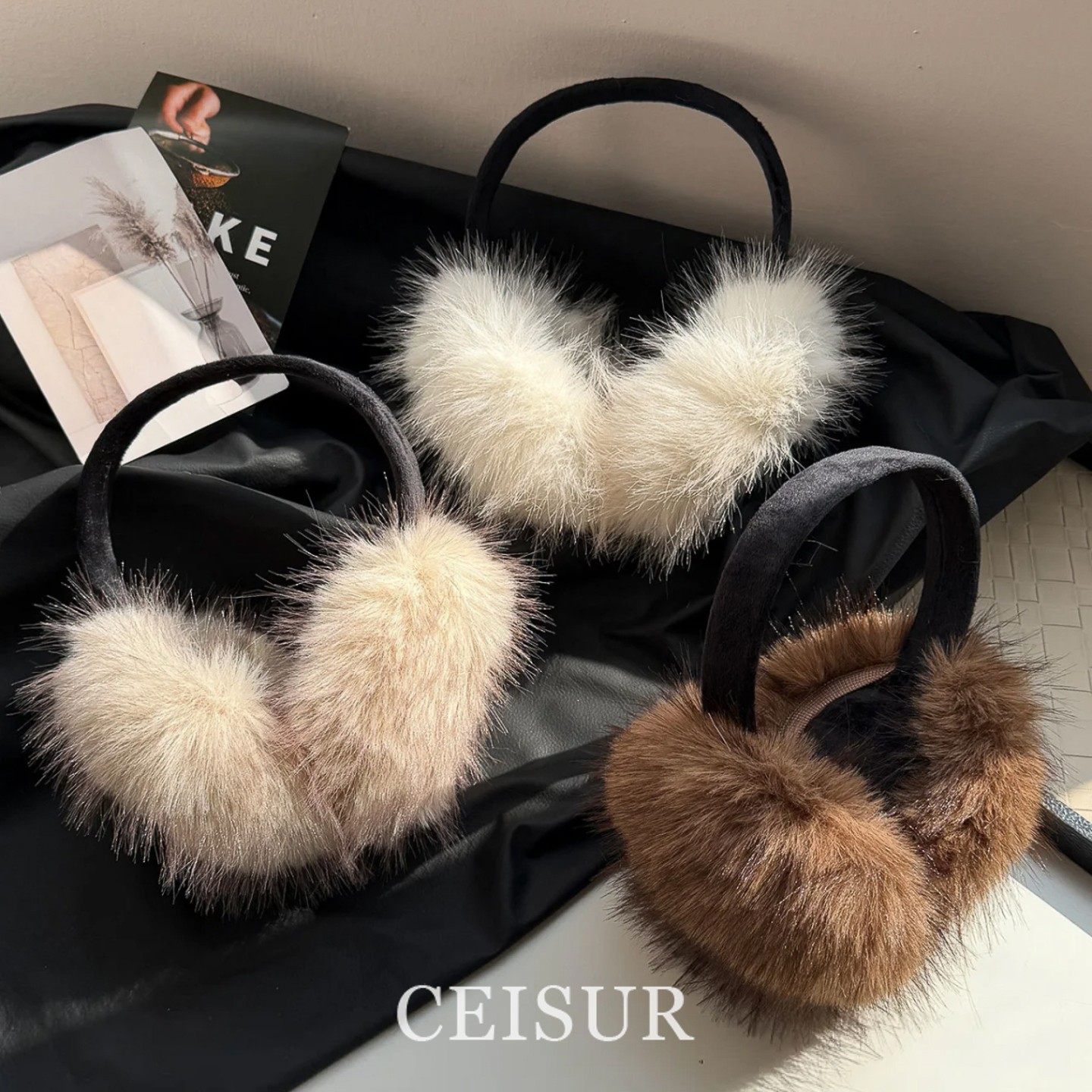韩国新款时尚小众仿狐狸毛加厚耳罩秋冬保暖耳套护耳防冻耳捂耳暖