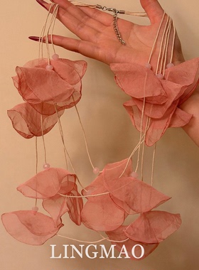 温柔氛围感干枯玫瑰花瓣项链百搭