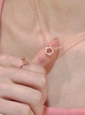 浪漫樱花项链女生S925纯银毛衣链