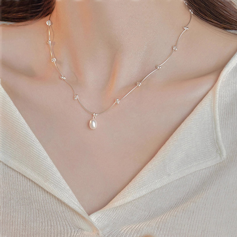 s925纯银满天星仿珍珠项链颈链女