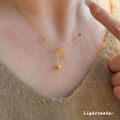 S925纯银中古福牌镂空流苏吊坠项链女款 高级感轻奢颈链铃铛锁骨链