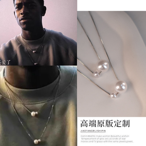 S925纯银F1狂飙飞车男二戴姆森同款珍珠项链高级感轻奢精致颈链女