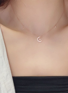 925纯银星星月亮项链女轻奢小众