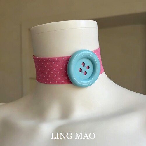 y2k甜酷风纽扣蕾丝项链choker女