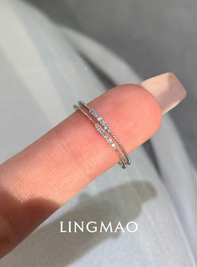 银色mini满钻极细戒指小众高级感