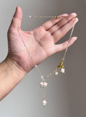 铃兰花仿珍珠流苏项链小众高级感