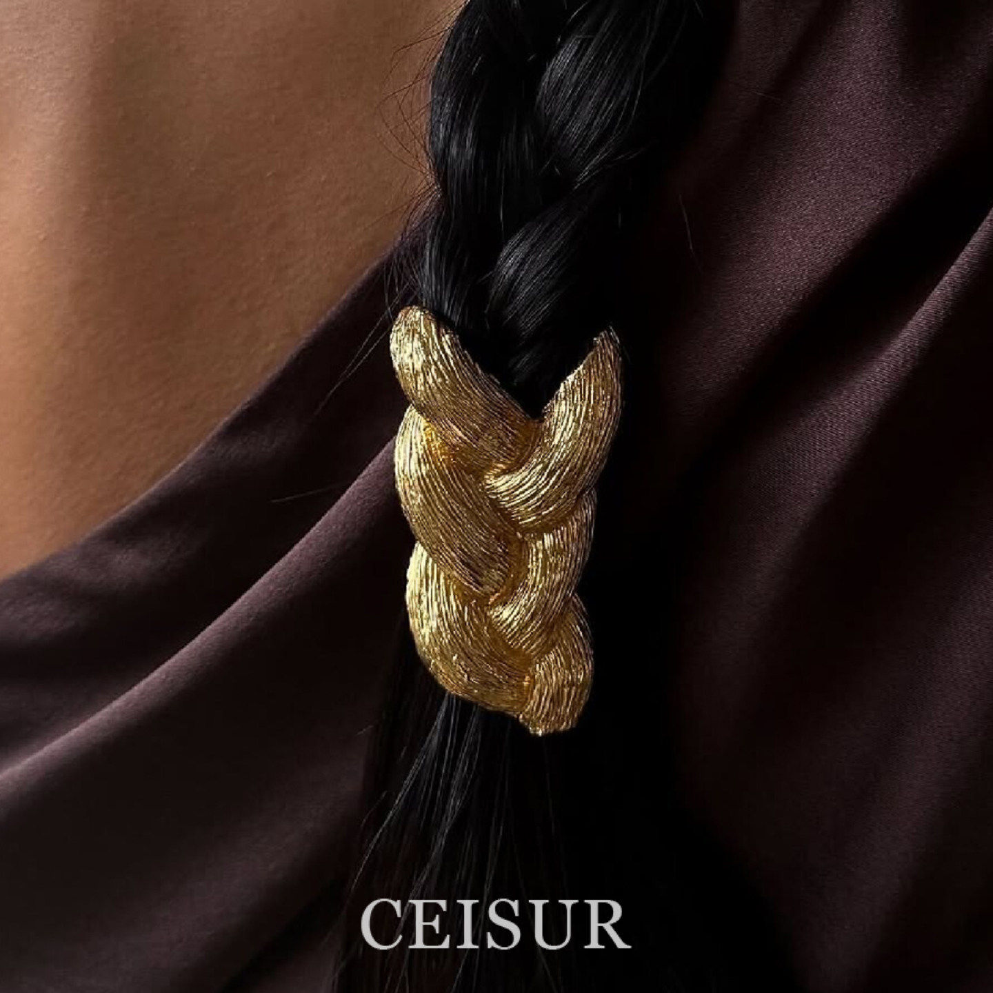 创意肌理感拉丝金色麻花发绳小众设计高级感精致时尚发圈发饰头饰