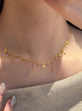 波光粼粼爱心不规则流苏项链气质